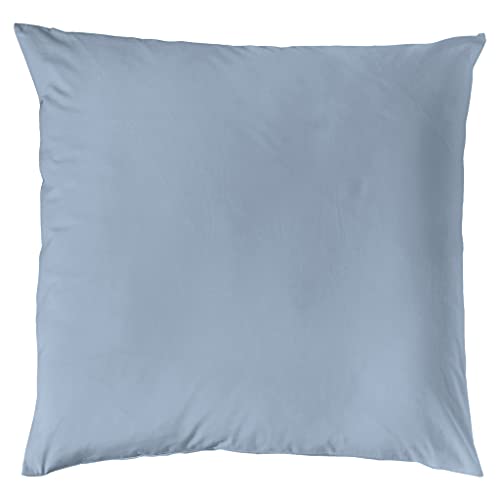 Decoper ® Mako-Satin Kissenbezug aus 100% Baumwolle | Atmungsaktiv & kuschelig weich | Farbe Rauchblau Blau Hell | 1 teilig - 80 x 80 cm von Decoper