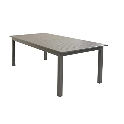 Decorspace Ausziehbarer Tisch "Ibiza" aus Aluminium für den Außenbereich für Garten und Veranda (Tisch 220-280 x 100 cm + 6 Stühle, Taupè) von Decor Space