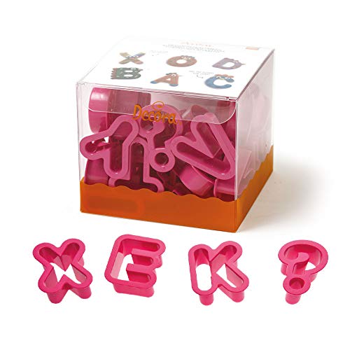 Decora KIT 27 Cookie Cutters DIM. 5,2 X H 2,2 cm Ausstechformen Alphabet Set, Kunststoff, Rose, 13.5 x 15 x 15 cm von Decora