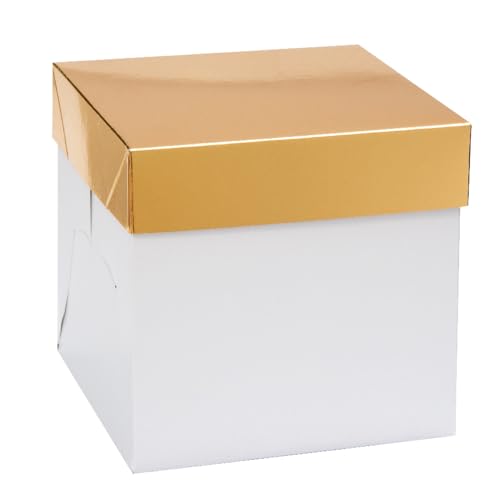Decora, 0339445 Panettone Box mit automatischem Boden 20 x 20 x 20 H cm, mit goldenem Deckel, perfekt für hohe oder niedrige Panettone bis 1 kg, einzeln verpackt von Decora