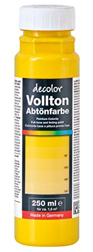 decotric Decolor Bunte Abtönfarbe Sonnengelb - 250 ml I Dispersionsfarbe für dekorative Anstriche und wasserbasierten Materialien I Hohe Farbkraft & Ergiebigkeit von decotric