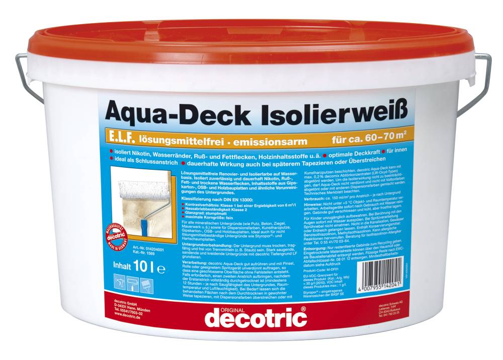 Decotric Aqua-Deck Isolierweiß 10 L weiß von Decotric