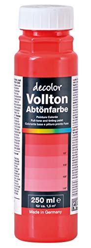 Decotric Decolor Bunte Abtönfarbe Signalrot - 250 ml I Dispersionsfarbe für dekorative Anstriche und wasserbasierten Materialien I Hohe Farbkraft & Ergiebigkeit von Decotric