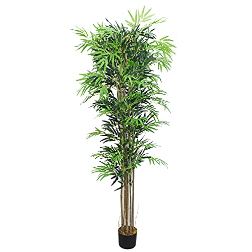 Bambus Bambus-Strauch Kunstpflanze Kunstbaum Bambusbaum Baum Künstliche Pflanze Bamboo Künstlich Echtholzstamm Innendekoration Deko 210 cm Decovego von Decovego