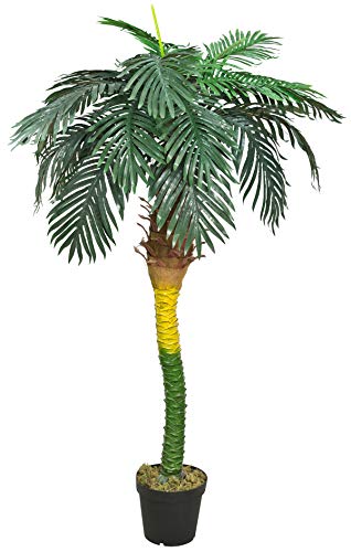 Decovego Künstliche Palme groß Kunstpalme Kunstpflanze Palme künstlich wie echt Plastikpflanze Balkon Kokospalme Königspalme Deko 180 cm hoch von Decovego