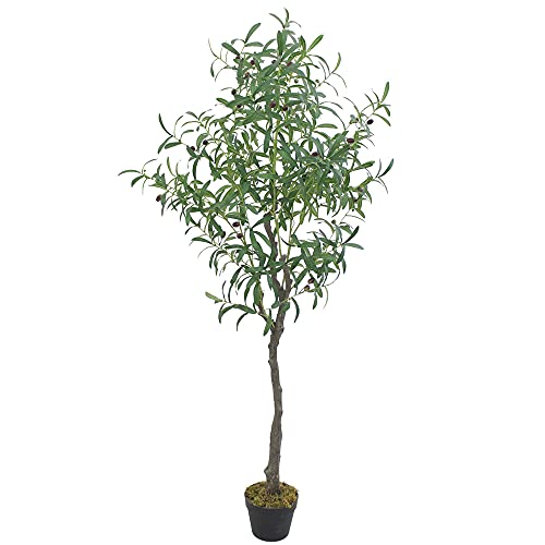 Decovego Olivenbaum Olive Künstlich Olivenbusch Kunstbaum Kunstpflanze Künstliche Pflanze Künstlicher Baum Echtholzstamm Innendekoration 160 cm von Decovego
