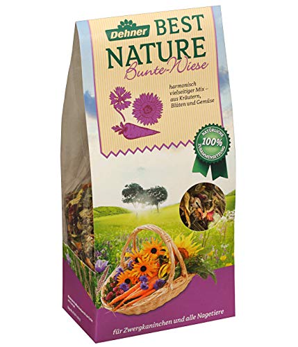 Dehner Best Nature Nagersnack, Nagerfutter 100 % natürlich, für Zwergkaninchen / Nager, Mix aus Kräutern / Blüten / Gemüse, 175 g von Dehner