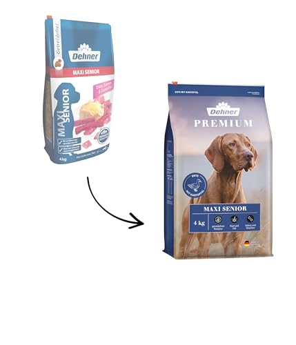 Dehner Premium Hundefutter Maxi Senior, Trockenfutter getreidefrei, für ältere Hunde großer Rassen, Ente / Lamm / Kartoffel, 4 kg von Dehner