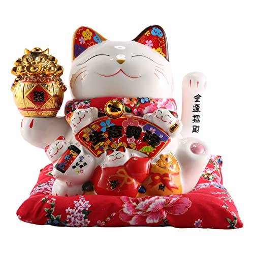 7 Keramik Winkende Katze Maneki Ornament Feng Dekoration Schaukel Katze,B von Dehumi