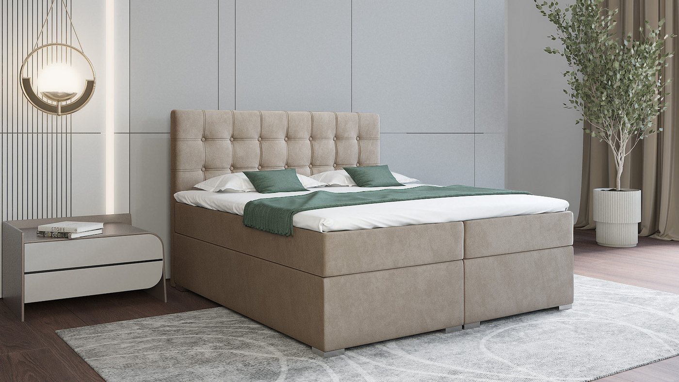 Deine Möbel 24 Boxspringbett MAGIC Komplettbett Polsterbett inkl. Bonellfederkernmatratzen H3 (Ehebett Bett inkl. Matratzen H3 oder H4 zur Auswahl), 120x200 140x200 160x200 180x200 200x200 inkl. Bettkästen und Topper von Deine Möbel 24