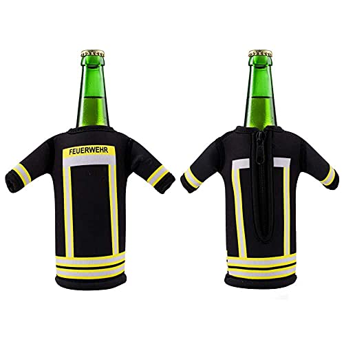 Deitert Flaschenkühler Feuerwehr Flaschenhülse aus Neopren, mit Reißverschluss, für Bier, Limonade, Getränke, Flaschenshirt, Bottelshirt von Deitert