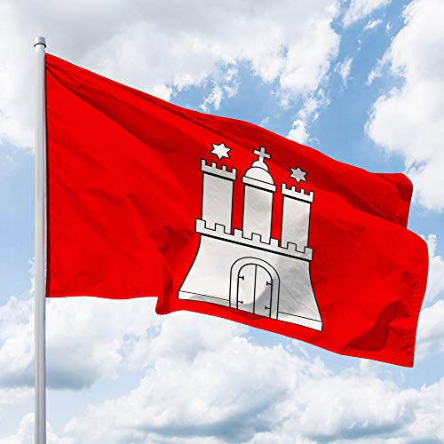 Deitert Bundesland-Flagge Hamburg – 200x120 cm Hamburg Fahne mit Wappen, Hissfahne aus reißfestem Polyester von Deitert