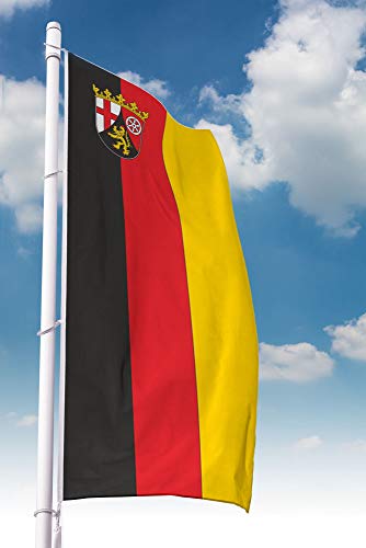Deitert Bundesland-Flagge Rheinland-Pfalz – 120x300 cm Rheinland-Pfalz Flagge mit Wappen, Fahne für Ausleger aus reißfestem Polyester von Deitert
