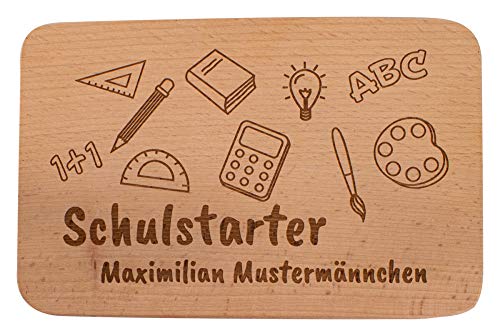 Frühstücksbrettchen "Schulstarter" mit individueller Namensgravur von Deitert