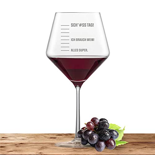 Rotweinglas graviert - Schott Zwiesel Glas Burgunderglas PURE - Weinglas Geschenk Sch*#ss Tag von Deitert
