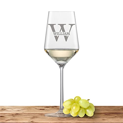 Weißweinglas mit Namen oder Wunschtext graviert - Schott Zwiesel Glas Riesling PURE - Weinglas personalisierts Geschenk (Initiale) Buchstabe W von Deitert
