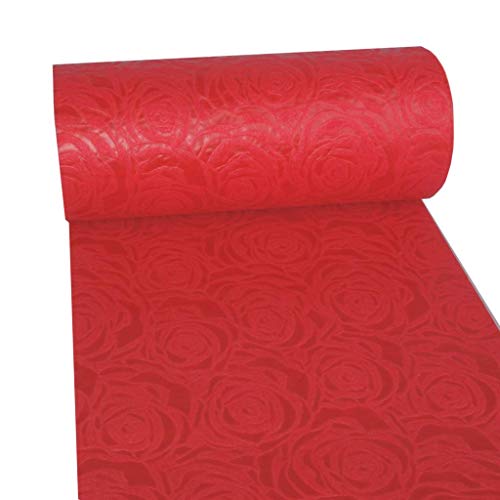 Dekoflor Tischband Tischläufer Tischdeko einzigartiges Rosen Design (Wasserfest, Lotuseffekt, samtige Oberfläche, 5 m Rolle, 30 cm Breite, 100% Nylon), Rot von Deko AS GmbH