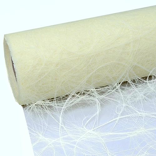 SIZOWEB Table Runner/25 m Roll + 100 Free Decorative Diamonds, Polyester, cream, 30cm Breite von Deko AS GmbH