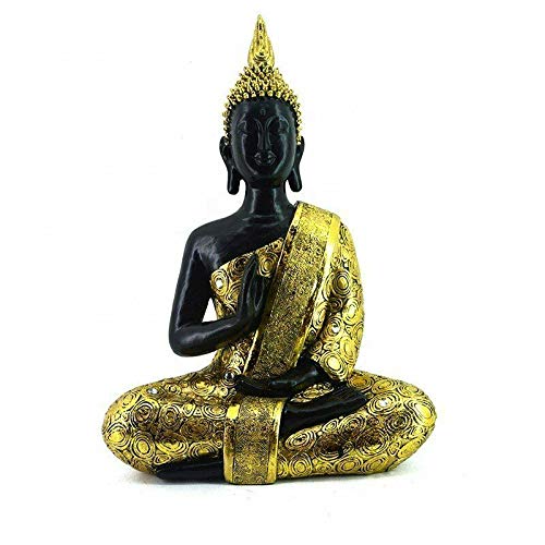 Buddha FENG Shui Statue Budda H39 cm Figur Garten Deko Wetterfest Gold Schwarz von Deko Shop Cologne