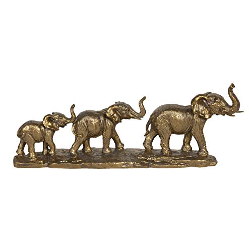 Dekoration Figur Dschungel L45 cm Elefanten Familie Gold von Deko Shop Cologne