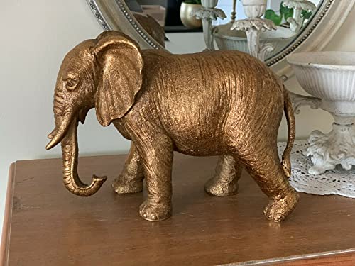 Elefant Deko Figur Gold - farbig L27 cm Dschungle Indien Skulptur Dekofigur Dekoration Orientalisch von Deko Shop Cologne