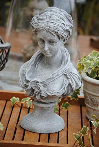 Schöne Dame Büste Frau Figur Skulptur Shabby-Style Stein Grau H36 Garten Deko von Deko Shop Cologne
