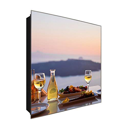 DekoGlas Schlüsselkasten 'Abendessen Flair' 30x30 Glas, inkl. Haken Schlüsselbrett Schlüssel-Box Design Aufbewahrung von DekoGlas