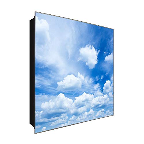 DekoGlas Schlüsselkasten 'Wolken am Himmel ' 30x30 Glas, inkl. Haken Schlüsselbrett Schlüssel-Box Design Aufbewahrung von DekoGlas
