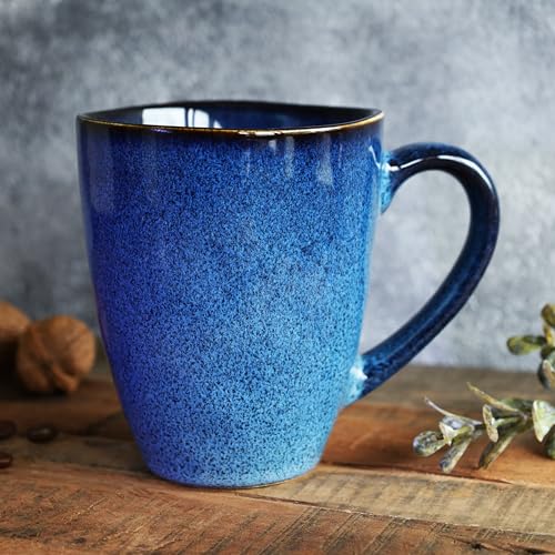 Kaffeetasse 300 ml, Kaffeebecher Steingut, Becher groß, Teetasse, Tasse, in blau, reaktive Glasur, handmade von DekoNeo Homedesign