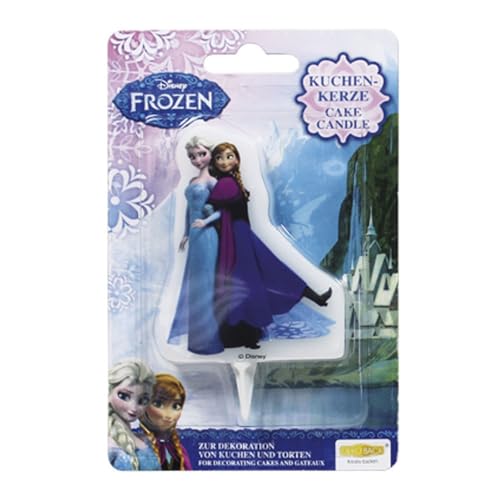 DECOCINO Kuchen-Kerze Frozen Anna & Elsa – Höhe ca.7 cm – 2D Disney Wachs-Kerze zum Dekorieren von Kuchen, Muffins & Torten – Geburtstags-Deko von DECOCINO