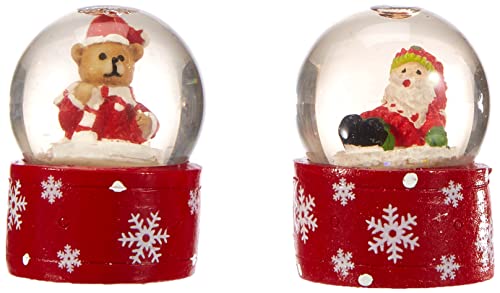 Dekohelden24 Mini-Schneekugel Weihnachtsmann/Teddybär im 2er Set, Maße H/B/Kugel: ca. 5 x 3,5 cm/ 3,5 cm. 501049-WM+Teddy von Dekohelden24