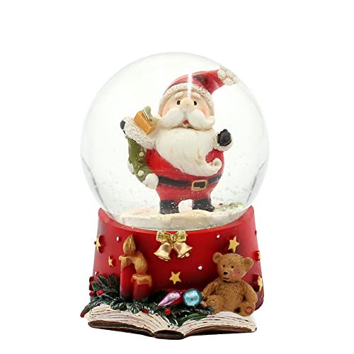 Dekohelden24 Schneekugel Nikolaus mit Strumpf auf aufwendig verziertem Sockel, Maße L/B/H: 6,5 x 6,5 x 9 cm Kugel Ø 6,5 cm. von Dekohelden24