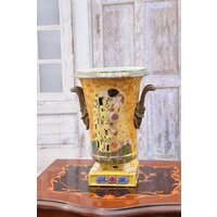 Porzellan Vase Im Gustav Klimt Stil - Blumentopf Einzigartige Bronze Ornamente Große Amphore Geschenk Zur Hochzeit von DekorStyle