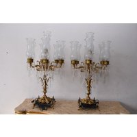 Zwei Bronze Palace Kerzenleuchter - Empire Kerzenhalter Kristalle Wohndekoration Elegante Vintage Geschenkidee Einzigartige von DekorStyle
