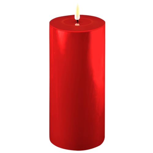 Deluxe Homeart Flammenlose LED-Kerze für den Innenbereich – Rot – mit Real Flame™ Technologie – batteriebetriebene Kerze (10 x 20 cm) von Deluxe Homeart