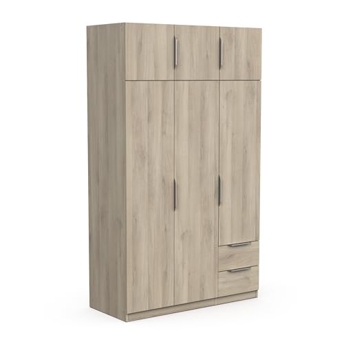 Demeyere Moderner Kleiderschrank, 6 Türen, 5 Einlegeböden, 2 Schubladen, Eiche, Kronberg – 119,4 x 51,1 x 203 cm, Holzwerkstoff von Demeyere