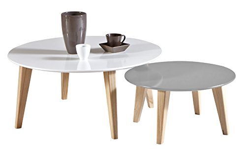 Demeyere Round Wohnzimmertisch x2, MDF, Weiß, 78 x 78 x 35 cm von Demeyere