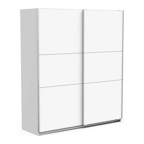 Demeyere Schiebetürschrank mit modernem Kleiderschrank – Farbe Weiß matt & Metall-Finish – 178,1 x 59,9 x 203 cm, Holzwerkstoff von Demeyere