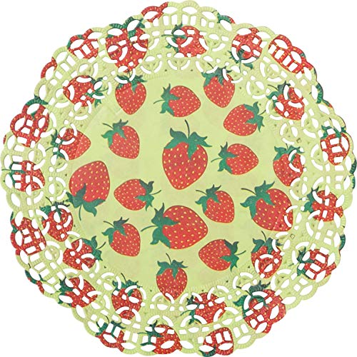 Demmler Deckchen für Einmachgläser - Marmeladengläser - mit Erdbeer Muster - 12 Stück - Ø 18 cm - Made in Germany von Demmler