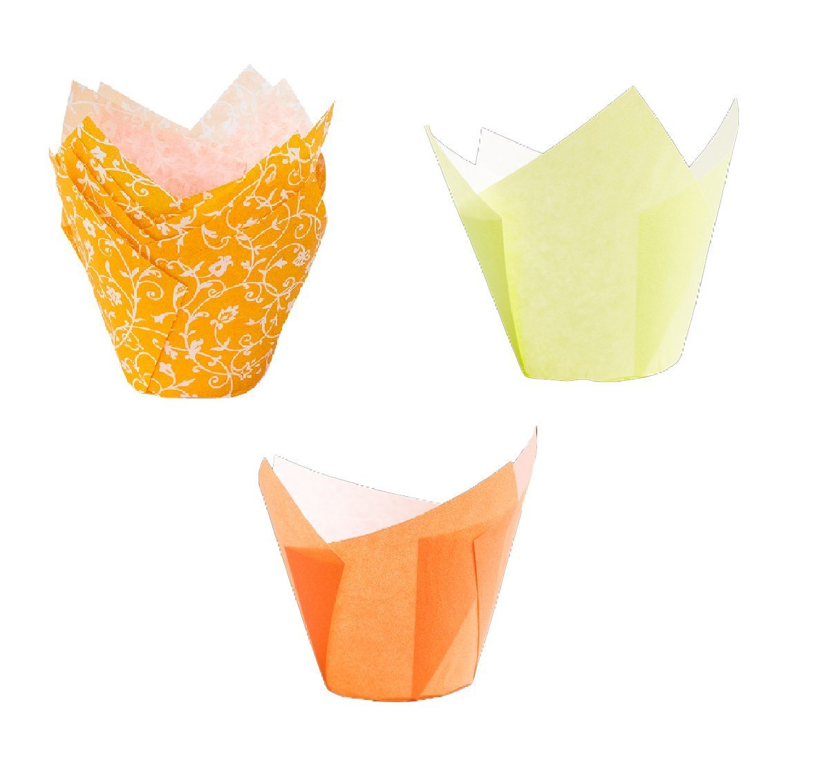 Demmler Muffinform Tulip-Wrap Set Gelb/Orange - Tulpenförmige Muffinförmchen -, zum stilvollen Anrichten von Muffins und Cupcakes - Made in Germany von Demmler