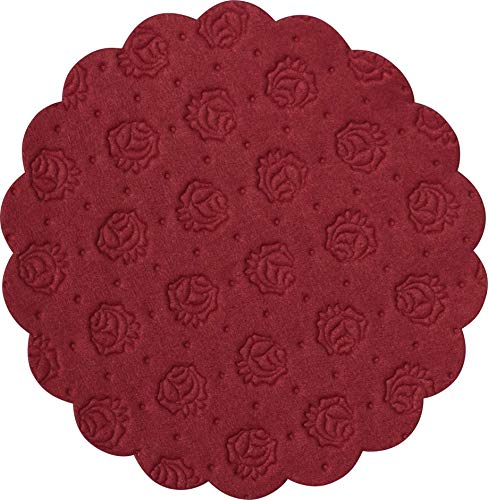 Demmler Tassendeckchen/Glasuntersetzer - filigranes Saugstoffpapier - rund - Rosenprägung - Farbe: Bordeaux - 500 Stück - Made in Germany von Demmler