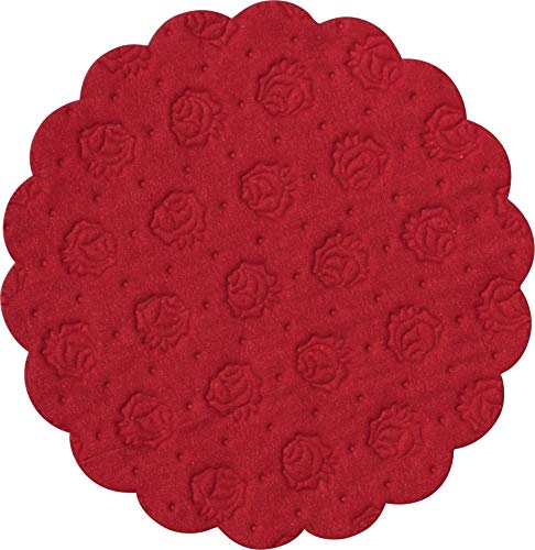 Demmler Tassendeckchen/Glasuntersetzer - filigranes Saugstoffpapier - rund - Rosenprägung - Farbe: Rot - 500 Stück - Made in Germany von Demmler