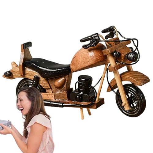 Demsyeq Holz-Motorrad-Modell, Retro-Motorrad-Dekor | Oldtimer-Tischmodell - Sammelbare Dekoration für Bücherregal, Kamin, tragbare Wohndekoration für die Wohnung von Demsyeq