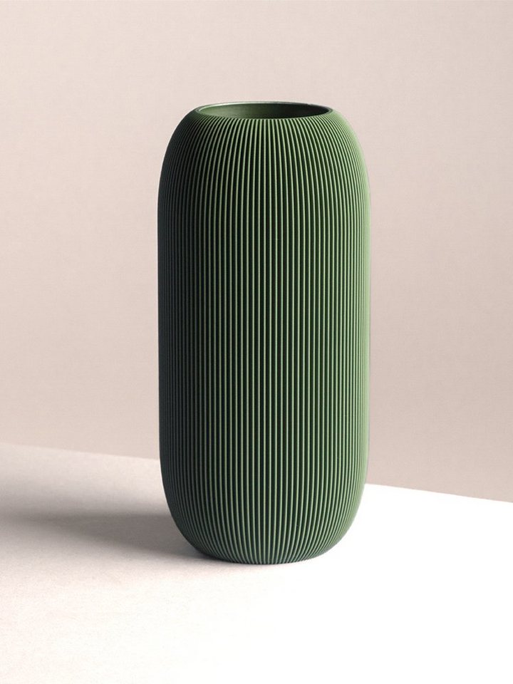 Dennismaass. Dekovase PILLE, Vase, H 20cm, 3D-Druck, wundervolle Rillen-Optik, Kunststoff 3D-Druck von Dennismaass.