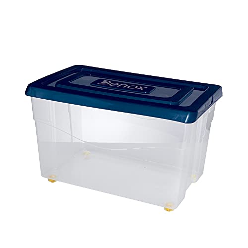 Denox 21310.685 Aufbewahrungsbox mit Rädern, 60 L, blau von Denox