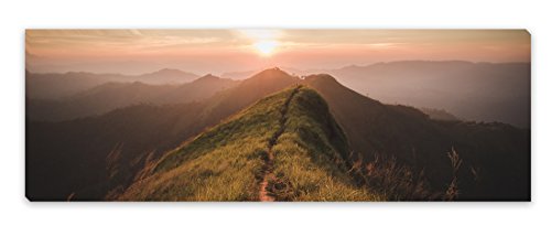PICSonPAPER Leinwandbild Panorama Berge, 90 cm x 30 cm, Dekoration, Kunstdruck, Wandbild, Geschenk, Leinwand Natur (Berg) von Deqosy