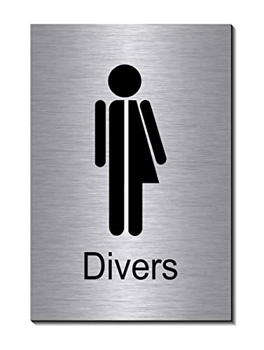 Männlich-Weiblich-Divers-Toilette-Dritte Geschlecht-Toilettenschild-150 x 100 x 3 mm-Schild-Designschild-Aluminium-Edelstahloptik-Hinweisschild (1905-109 mit Klebepads) von Desi-Schilder