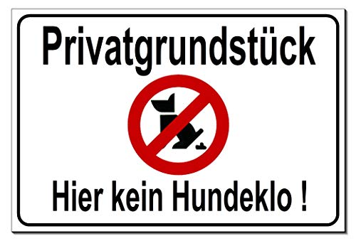 Privatgrundstück-Kein Hundeklo-Hundeschild-Kackverbot-Schild-3 Größen-Aluminium Verbund-Hund-Tierschild-Warnschild-Hinweisschild (1450-78 -20 x 15 cm mit Löcher) von Desi-Schilder