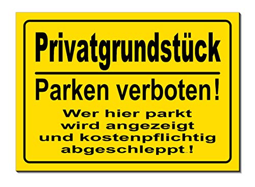 Privatgrundstück-Wer hier parkt wird kostenpflichtig abgeschleppt + angezeigt-Schild-Aluminium Verbund-300 x 200 x 3 mm-Verbotsschild-Warnschild-Hinweisschild-Türschild (1256 mit Löcher) von Desi-Schilder