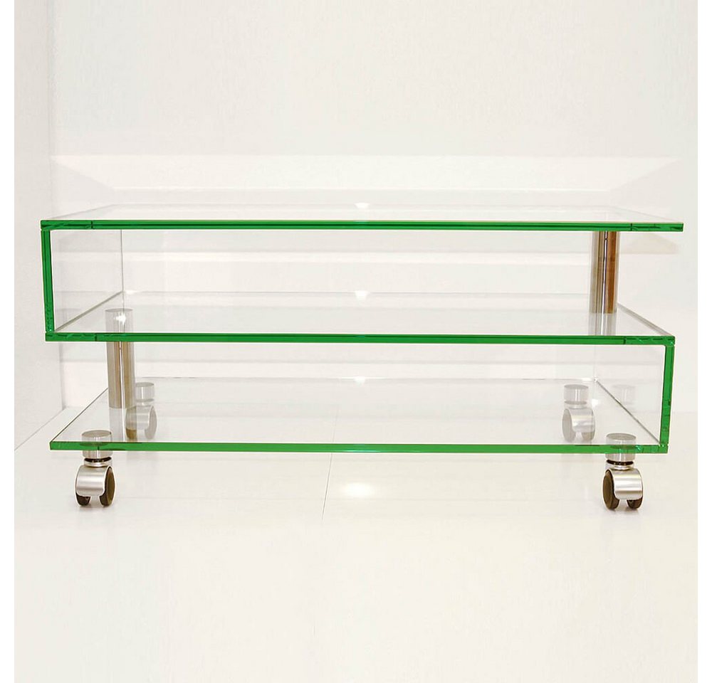 Design Objekte TV-Rack Glasmöbel TV-Rack Modell 2-Stock-Variante 'S' mit Rollen Breite 110 cm, Breite 110 cm von Design Objekte